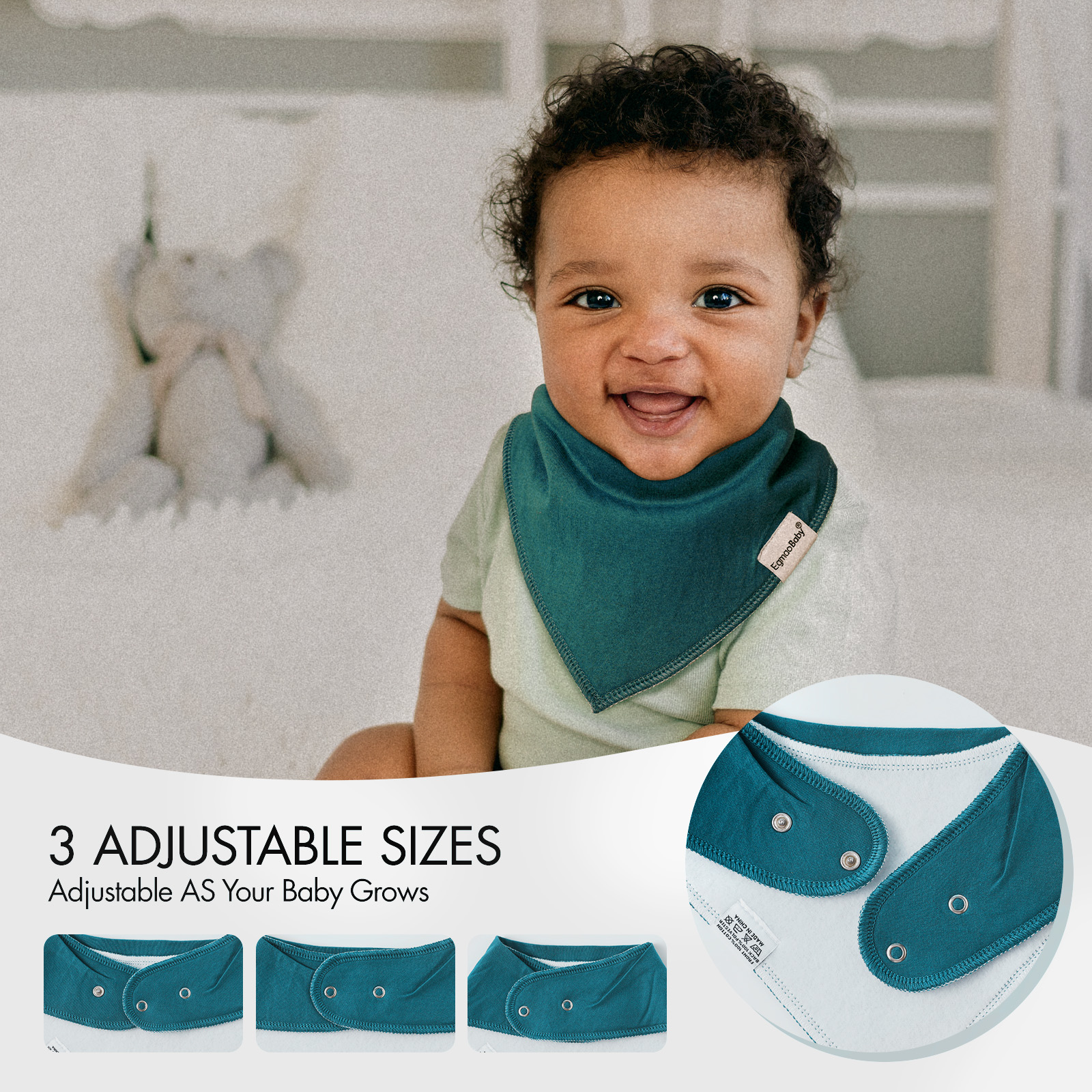 Super Absorbent Bandana Bibs 10 Pack - Pea Green