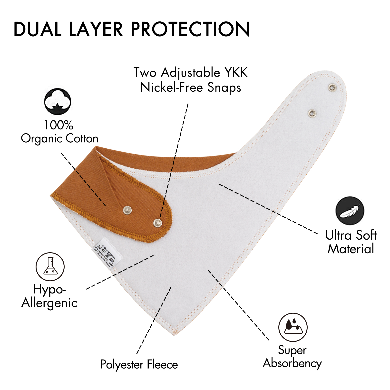 Super Absorbent Bandana Bibs 10 Pack - Brown