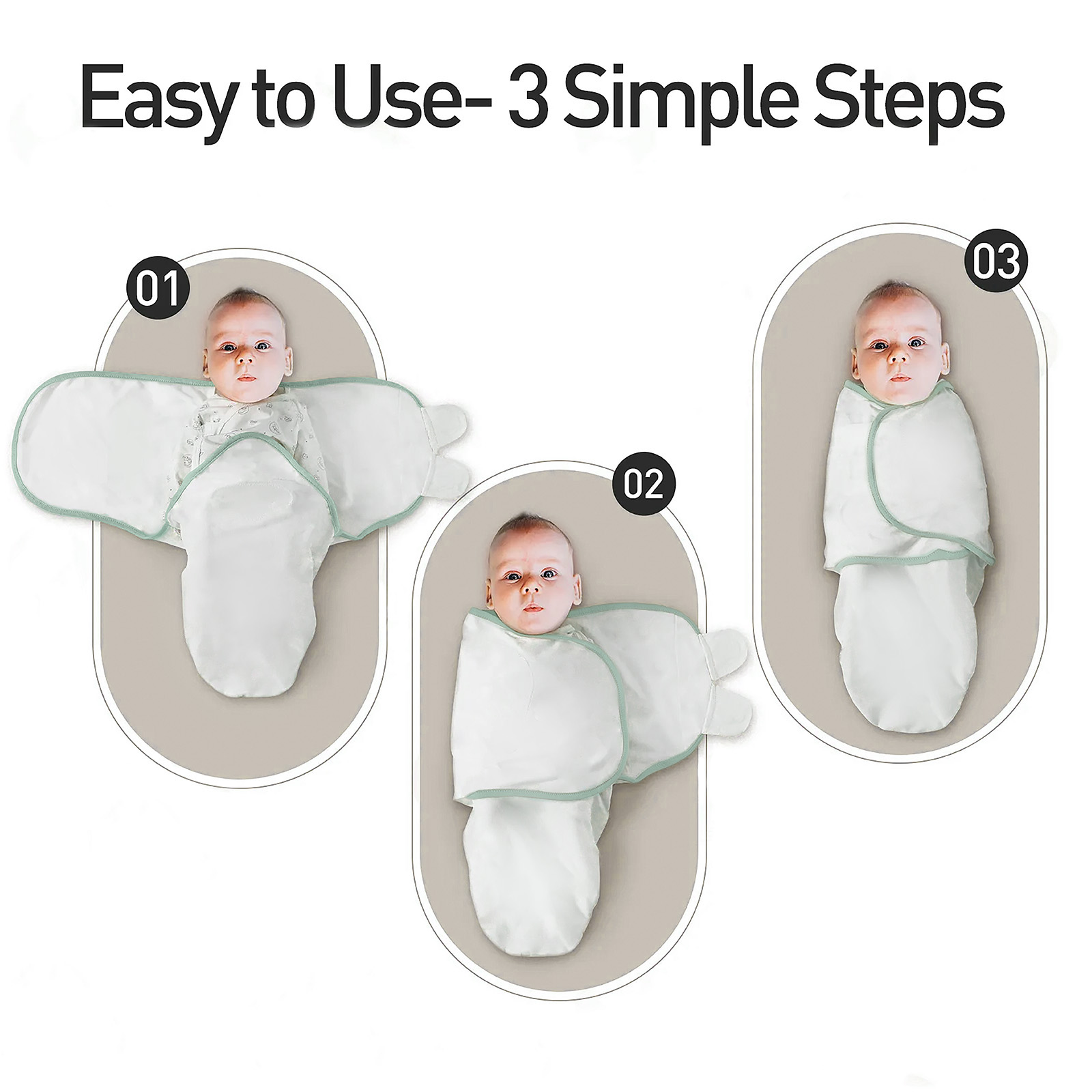 Greyish Green | Gllquen Baby Swaddle 0-3 Months 3 Pack