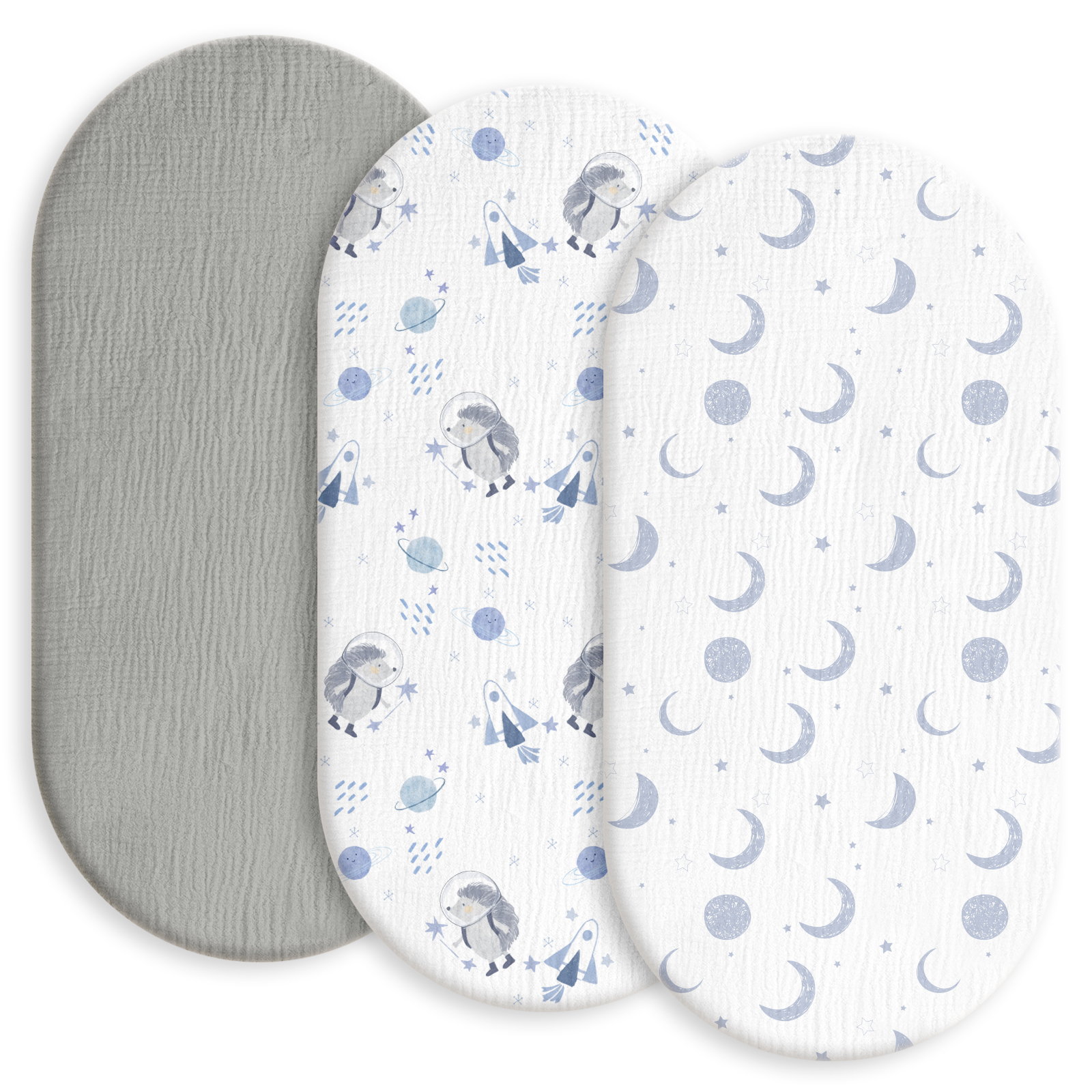 Space Exploration  | Muslin Bassinet Sheets 3-Pack | 33''*17''