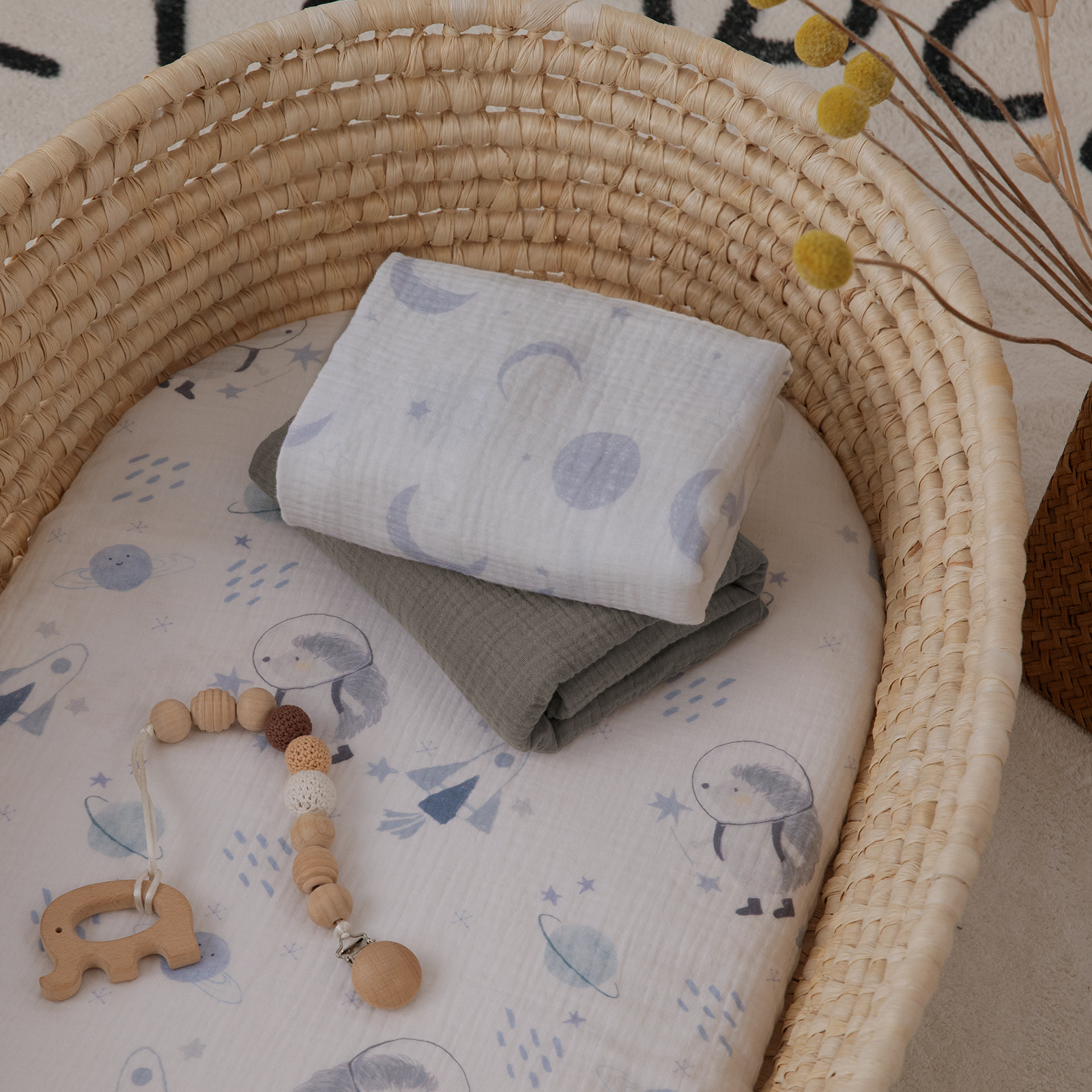 Space Exploration  | Muslin Bassinet Sheets 3-Pack | 33''*17''