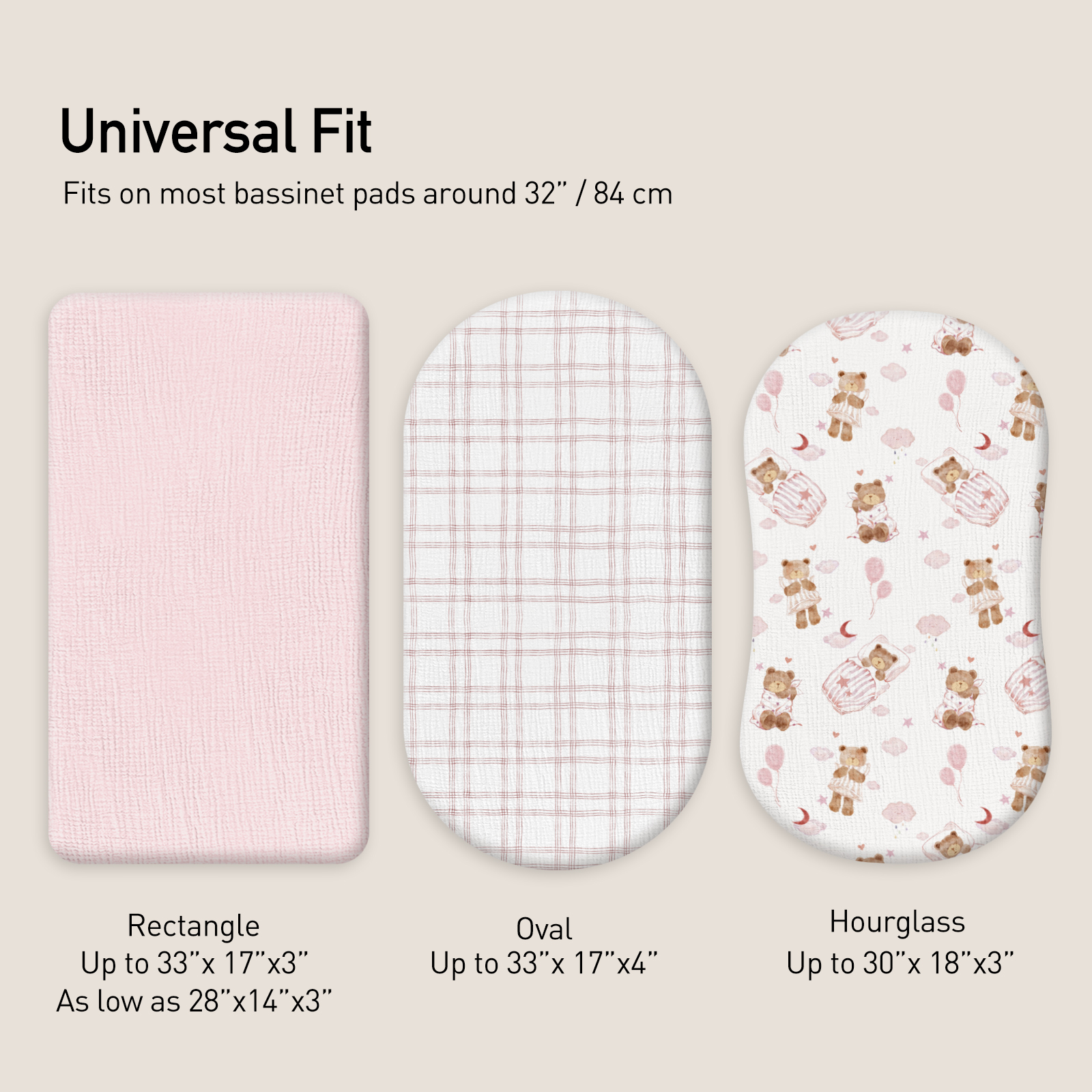 Bear's Dreamland | Muslin Bassinet Sheets 3-Pack | 33''*17''