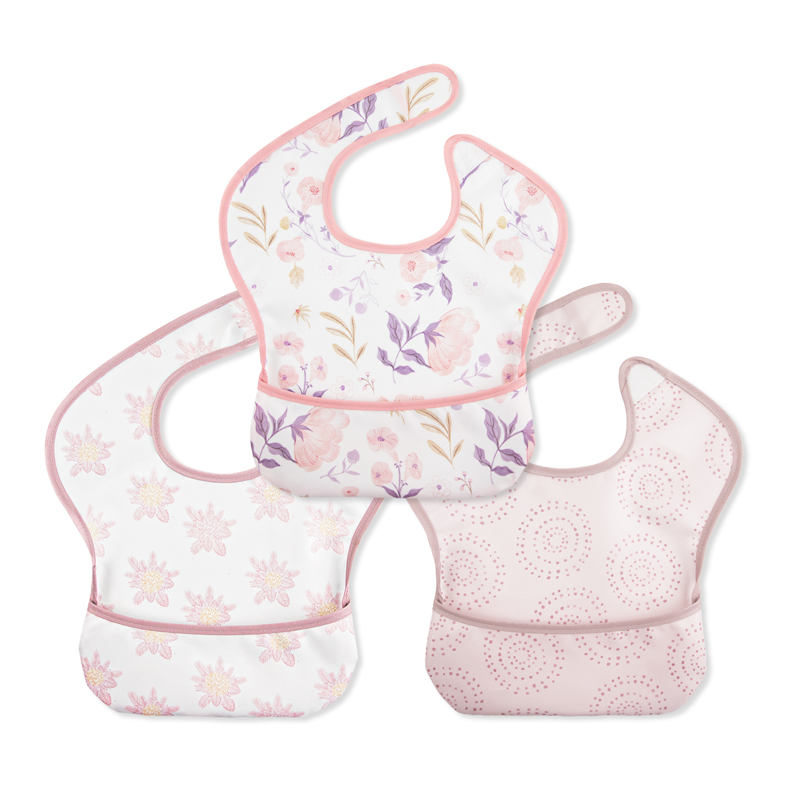 Soft Blossom | Gllquen baby Waterproof Bibs 3 Pack | 3-24 Months