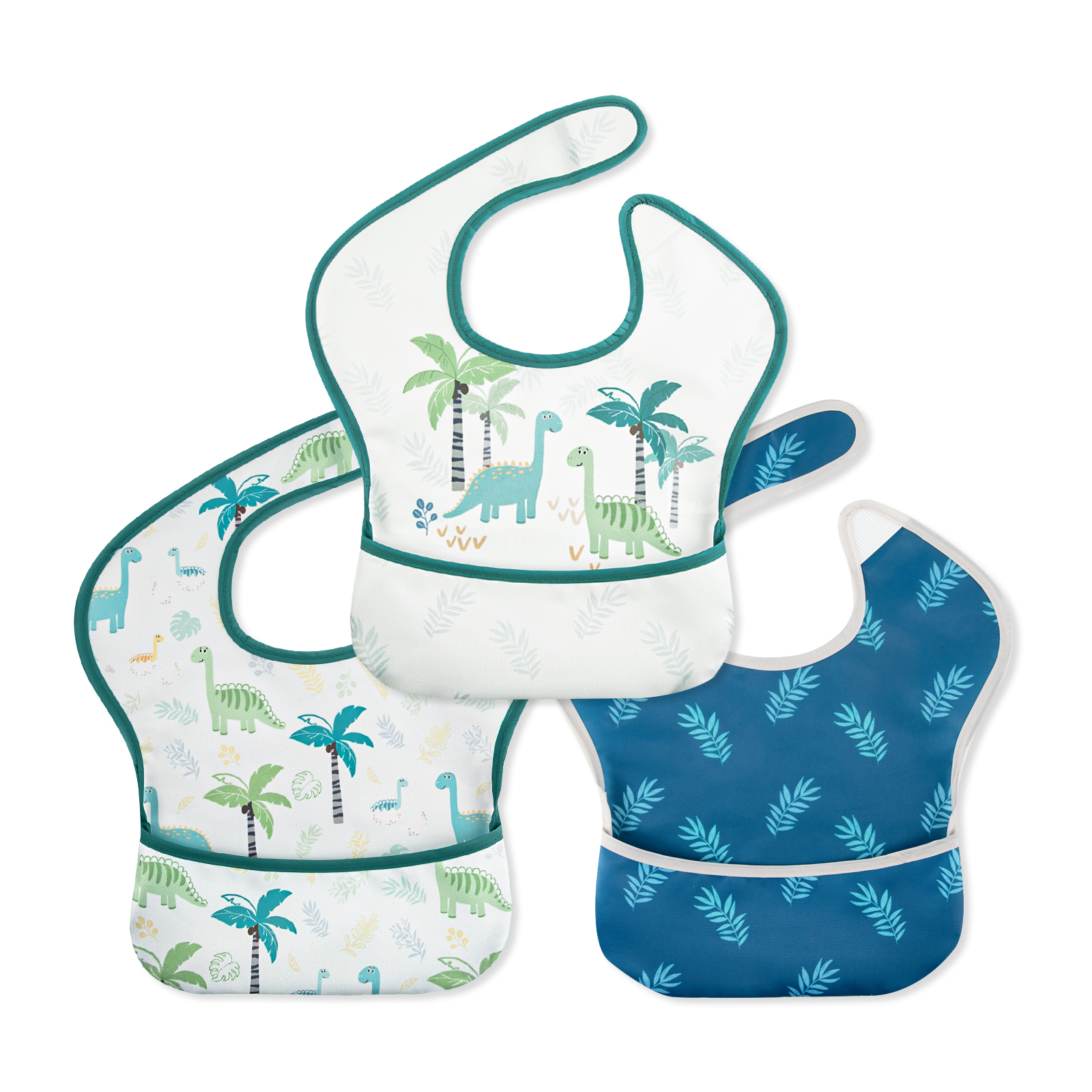 Dinosaur Paradise | Gllquen baby Waterproof Bibs 3 Pack | 3-24 Months