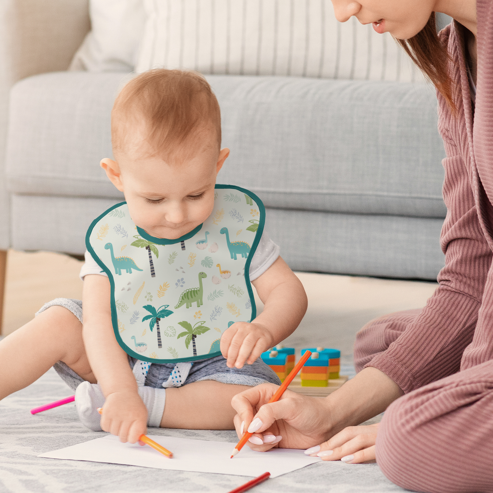 Dinosaur Paradise | Gllquen baby Waterproof Bibs 3 Pack | 3-24 Months