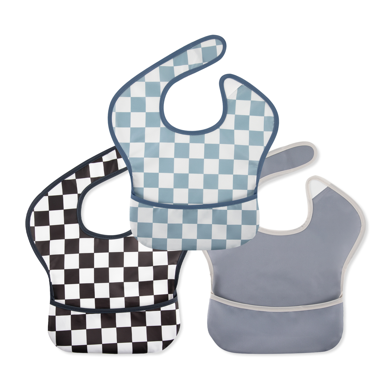 Grid Style | Gllquen baby Waterproof Bibs 3 Pack | 3-24 Months