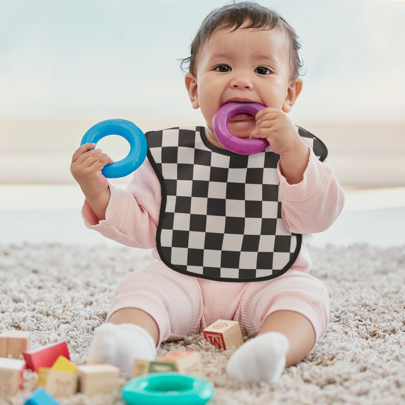 Grid Style | Gllquen baby Waterproof Bibs 3 Pack | 3-24 Months