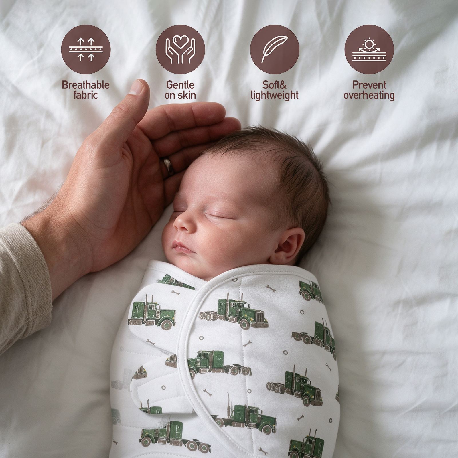 Mocha Truck Garage | Baby Swaddle 3 Pack | 0-3 Months