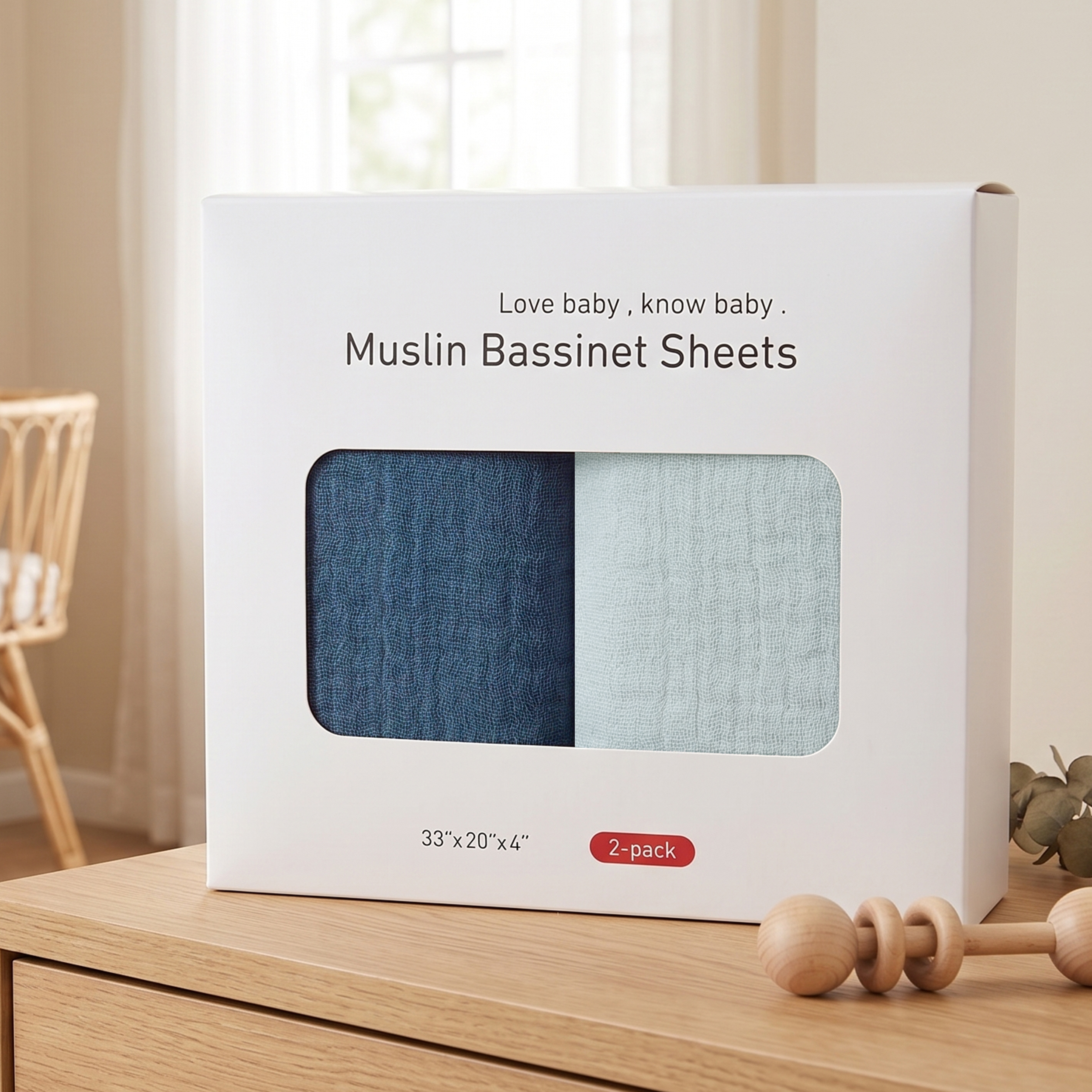 Blue Sea Serenity | Muslin Bassinet Sheet 2-Pack | 33''*20''