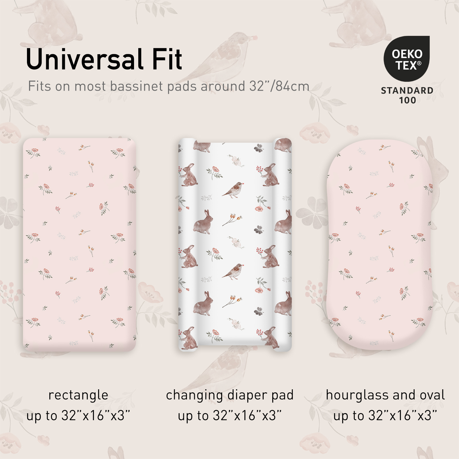 Watercolour Rabbit | Bassinet Sheets 2-Pack | 16*32''