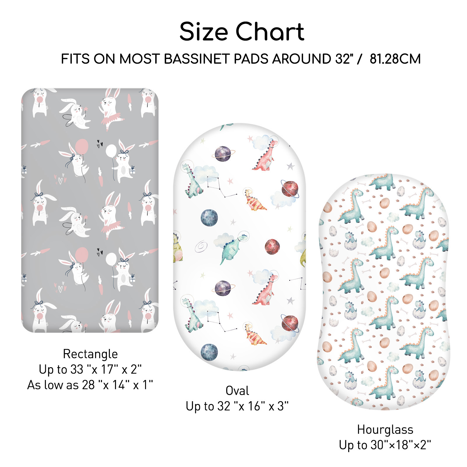 Dinosaur Rabbit | Bassinet Sheets 3-Pack | 17*33''