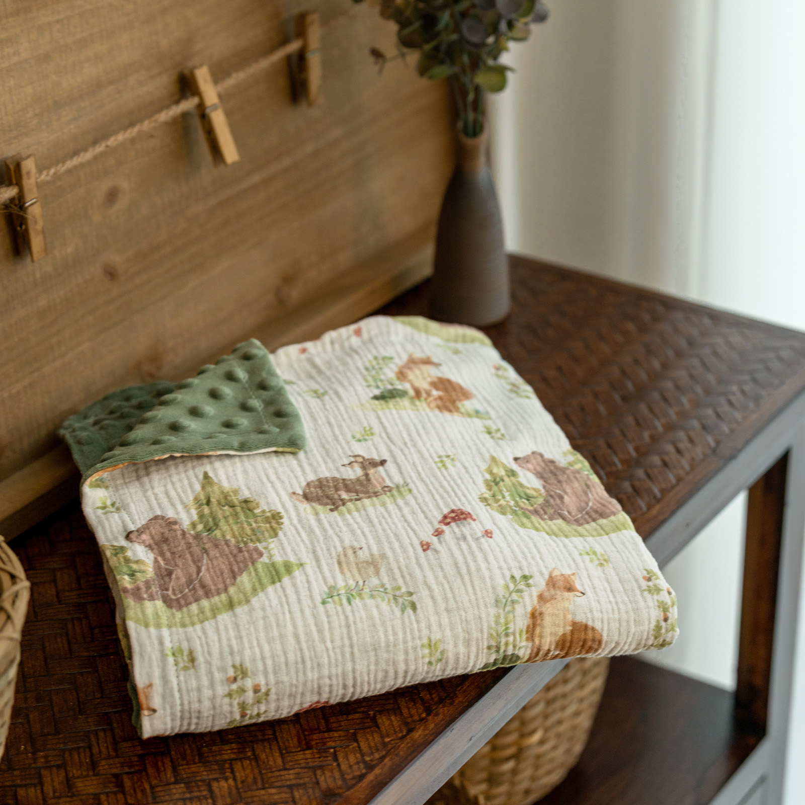 Forest Stories | Muslin and Fleece Plush Dot Blanket | 30''*40''