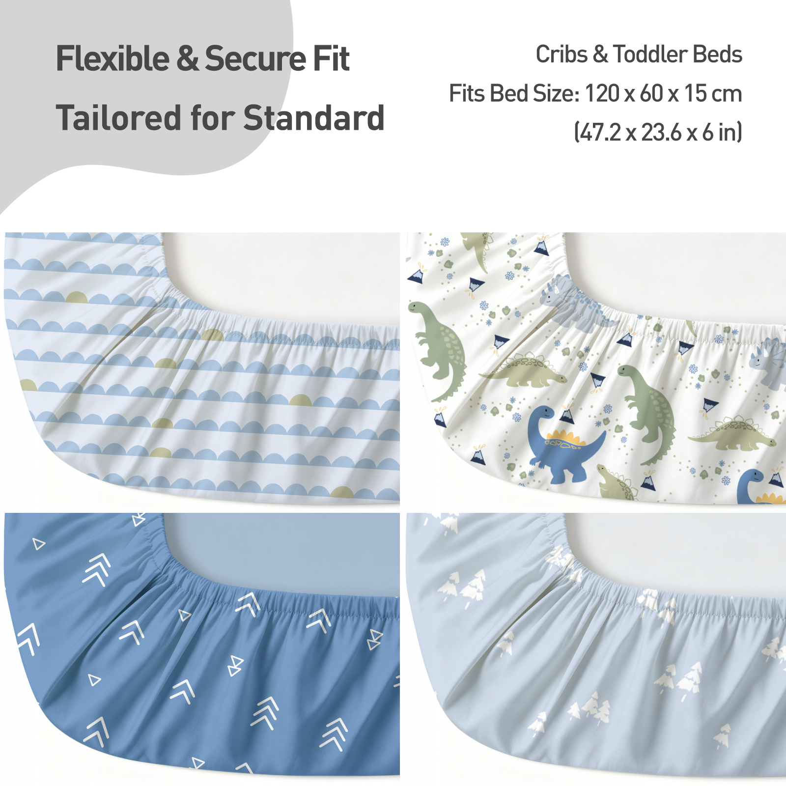 Blue Dino Woods | Fitted Sheets 4-Pack