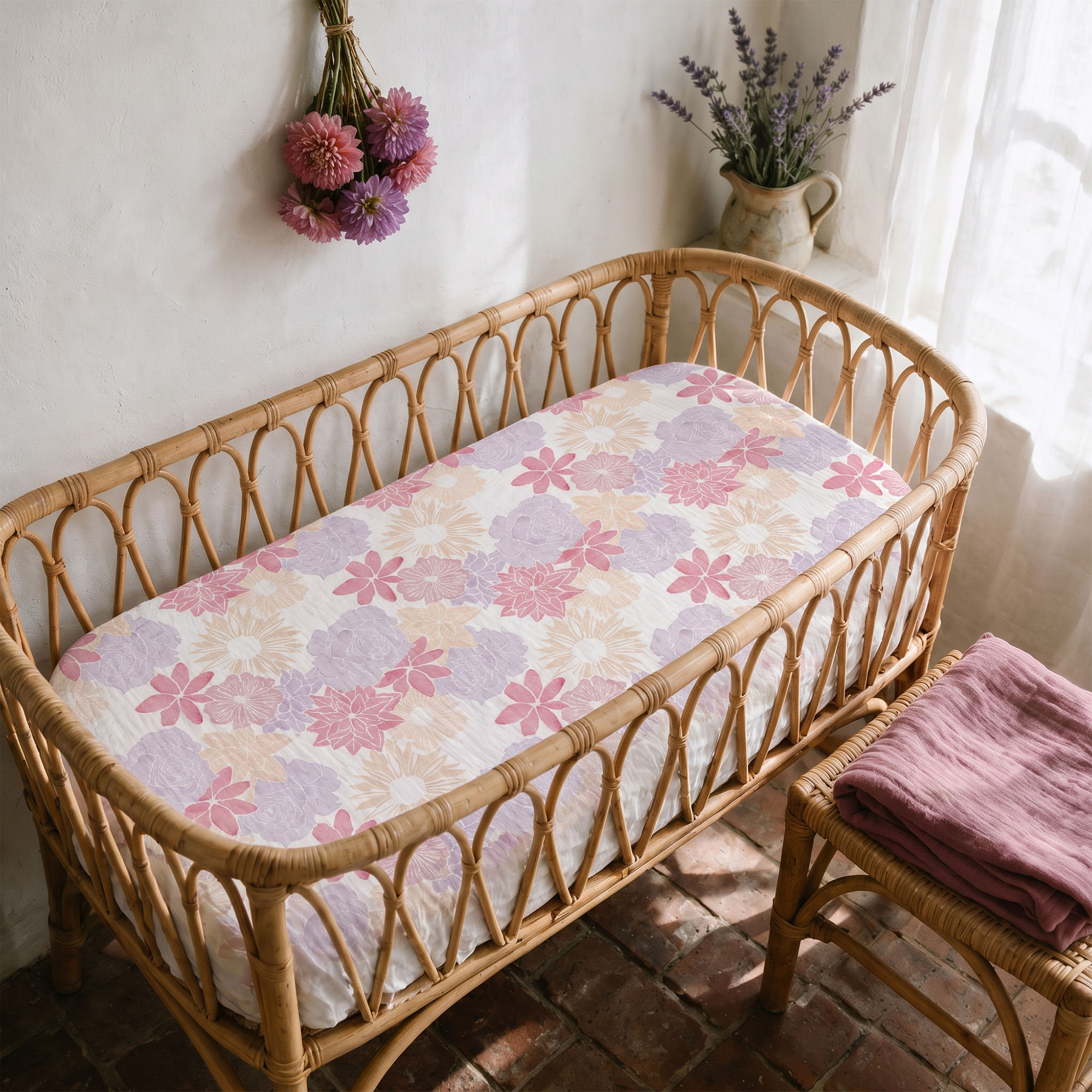 Vintage Floral Bloom | Muslin Crib Sheets 2-Pack | 52''*28''