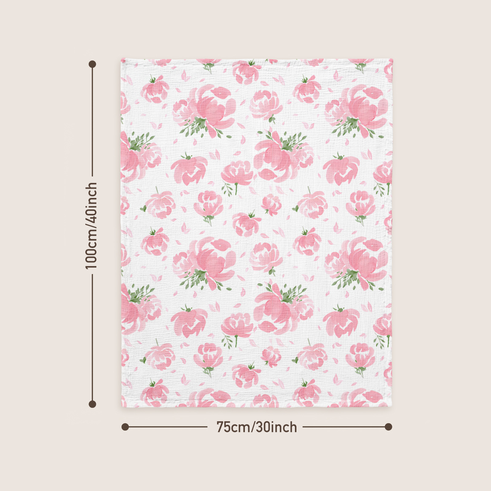 Pink Flower | Muslin and Fleece Plush Dot Blanket | 30''*40''