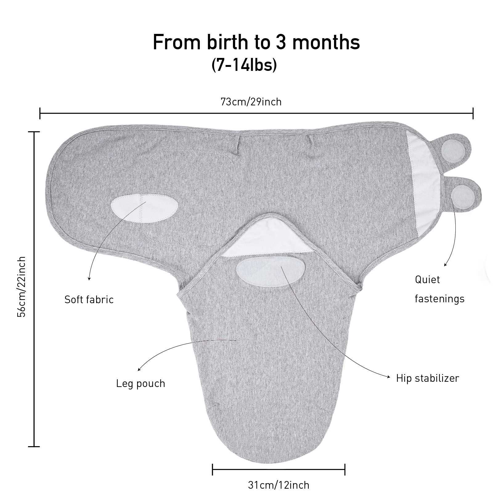 The Grey Epoch | Baby Swaddle Sack | 0-3 Months 3 Pack