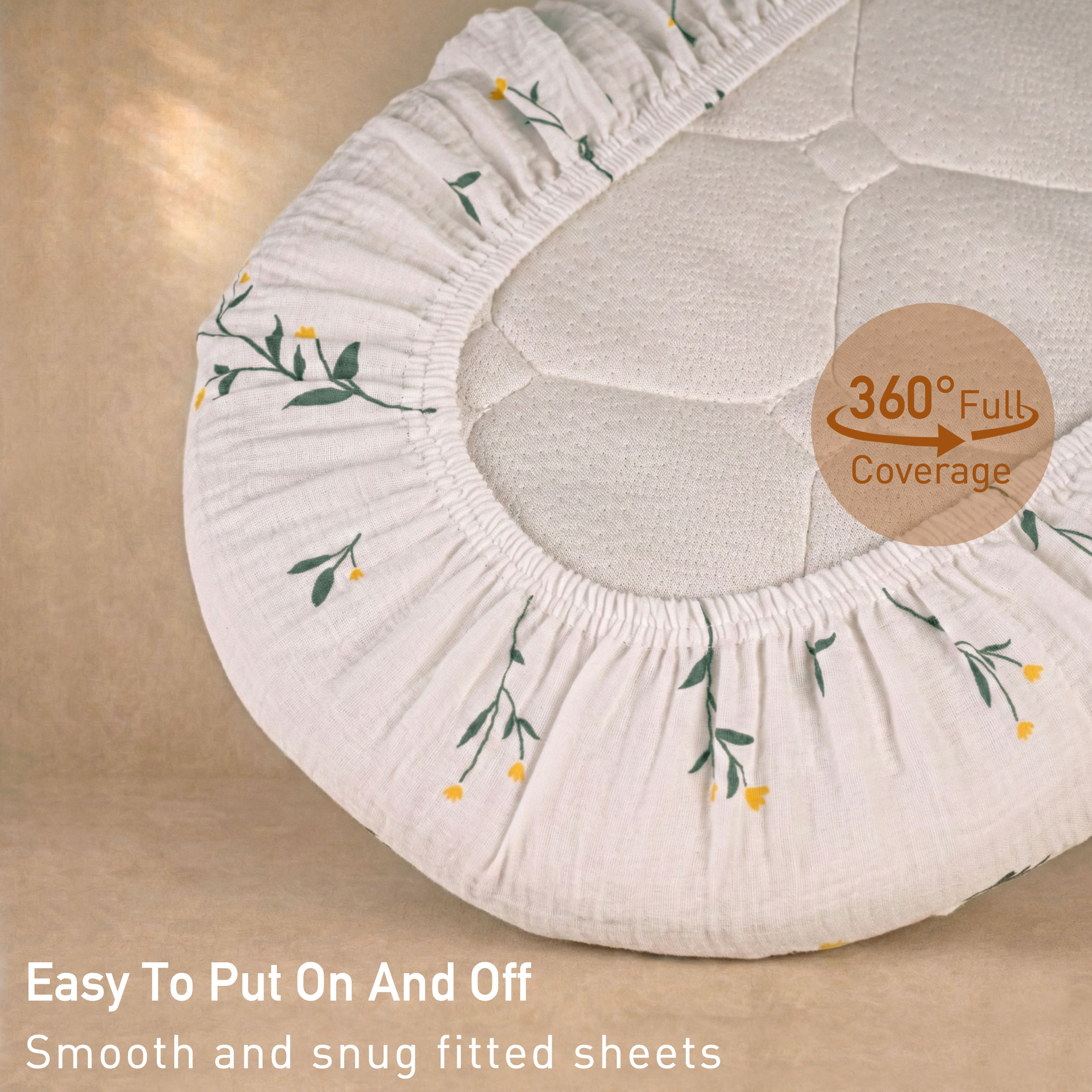 Leafy Green  | Muslin Bassinet Sheet 3-Pack | 33''*20''