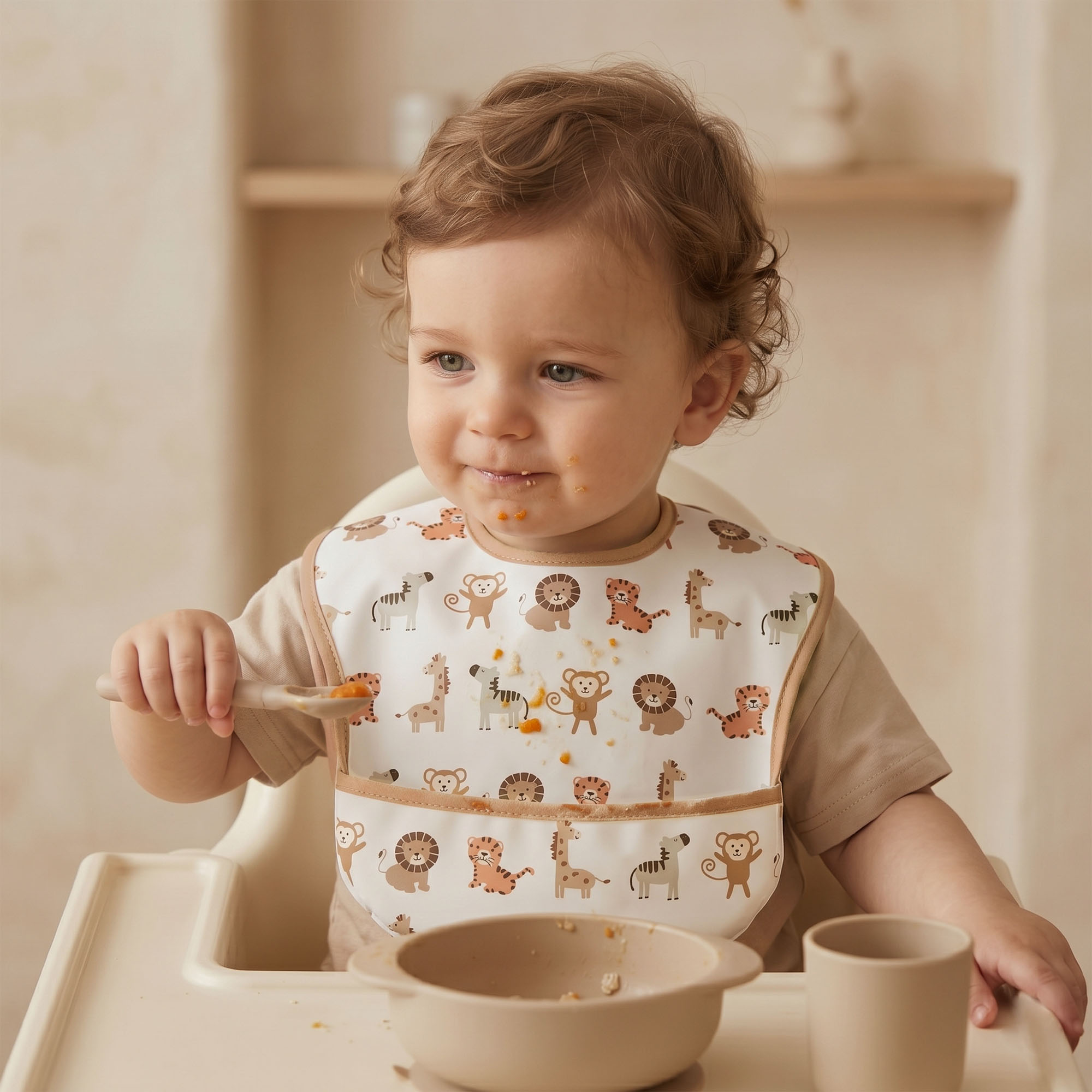 Green Woodland Adventure | Gllquen baby Waterproof Bibs 3 Pack | 3-24 Months