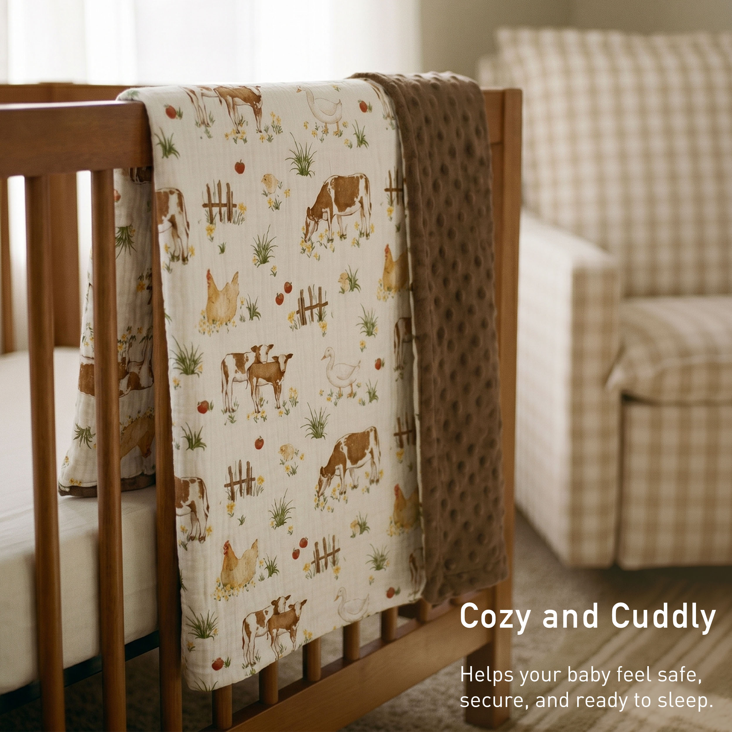 Country Farm | Muslin and Fleece Plush Dot Blanket | 30''*40''