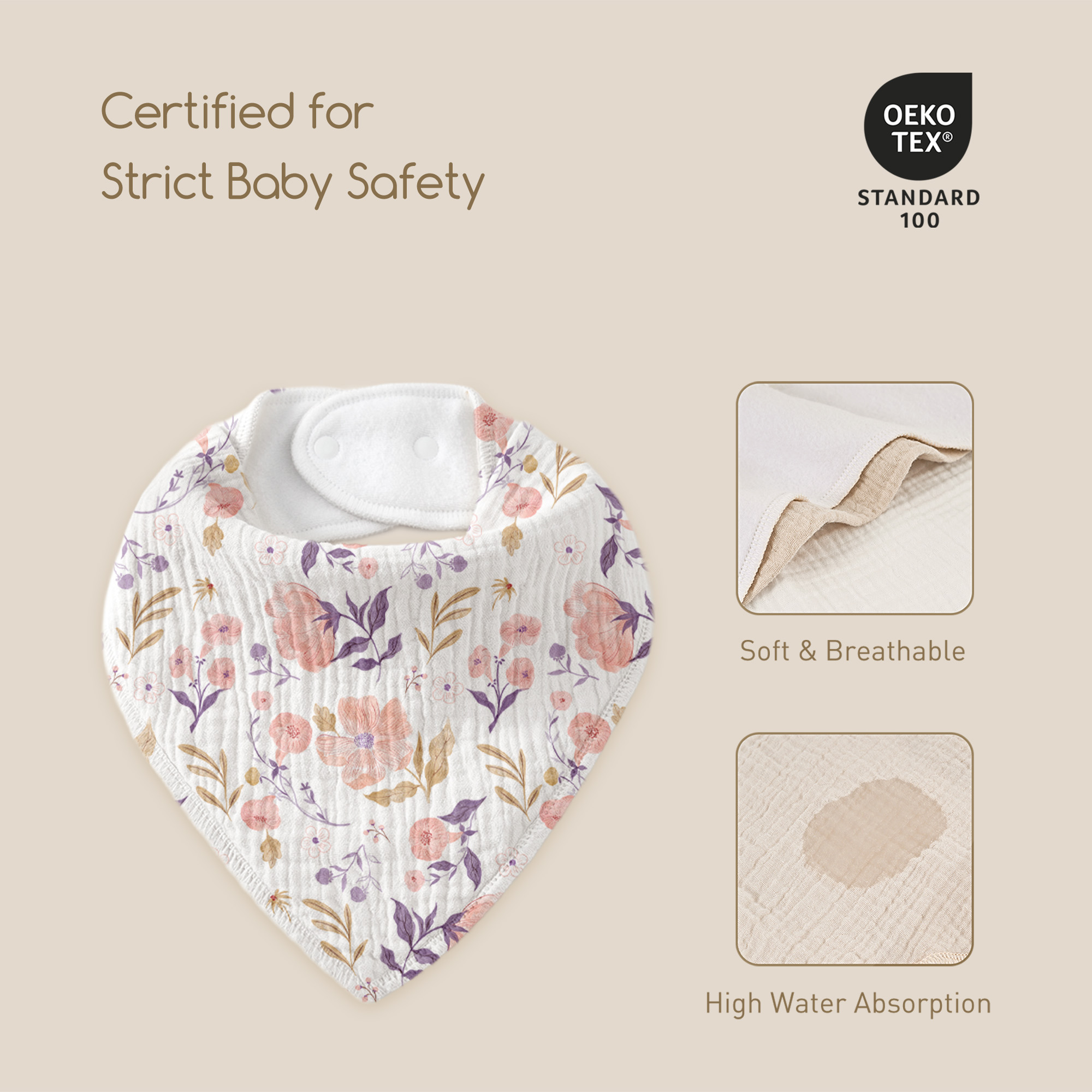 Pastel Floral Bloom | Soft & Absorbent Muslin Bandana Bibs 10 Pack