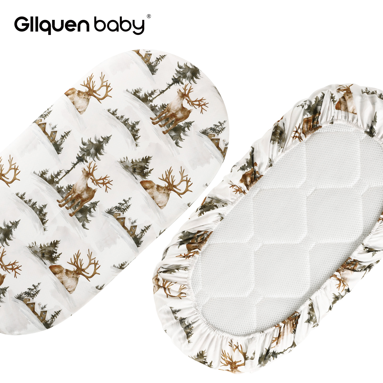 Christmas Elk | Soft Microfiber Fitted Change Pad Cover & Bassinet Sheets 4 Pack | 16''*32''