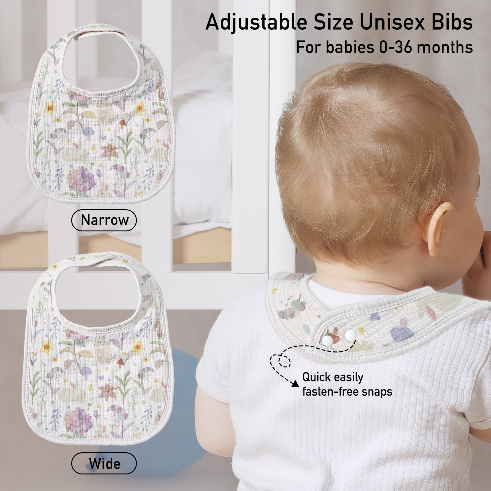 Blossom | baby muslin bibs 8 pack | 0-36 months