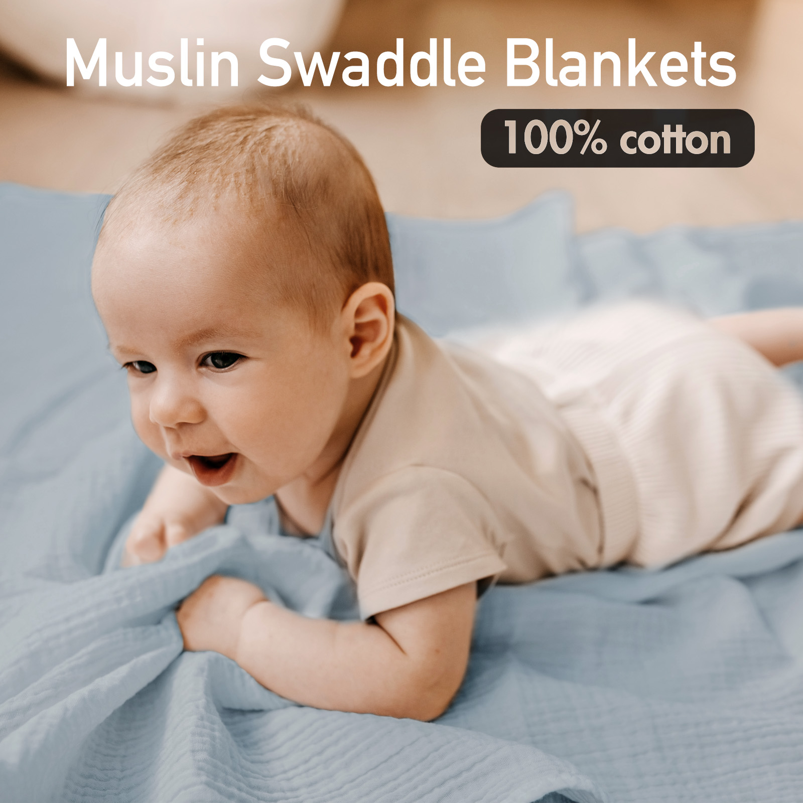 Muslin Swaddle Blankets 3-Pack, 38"x40" - Elephant