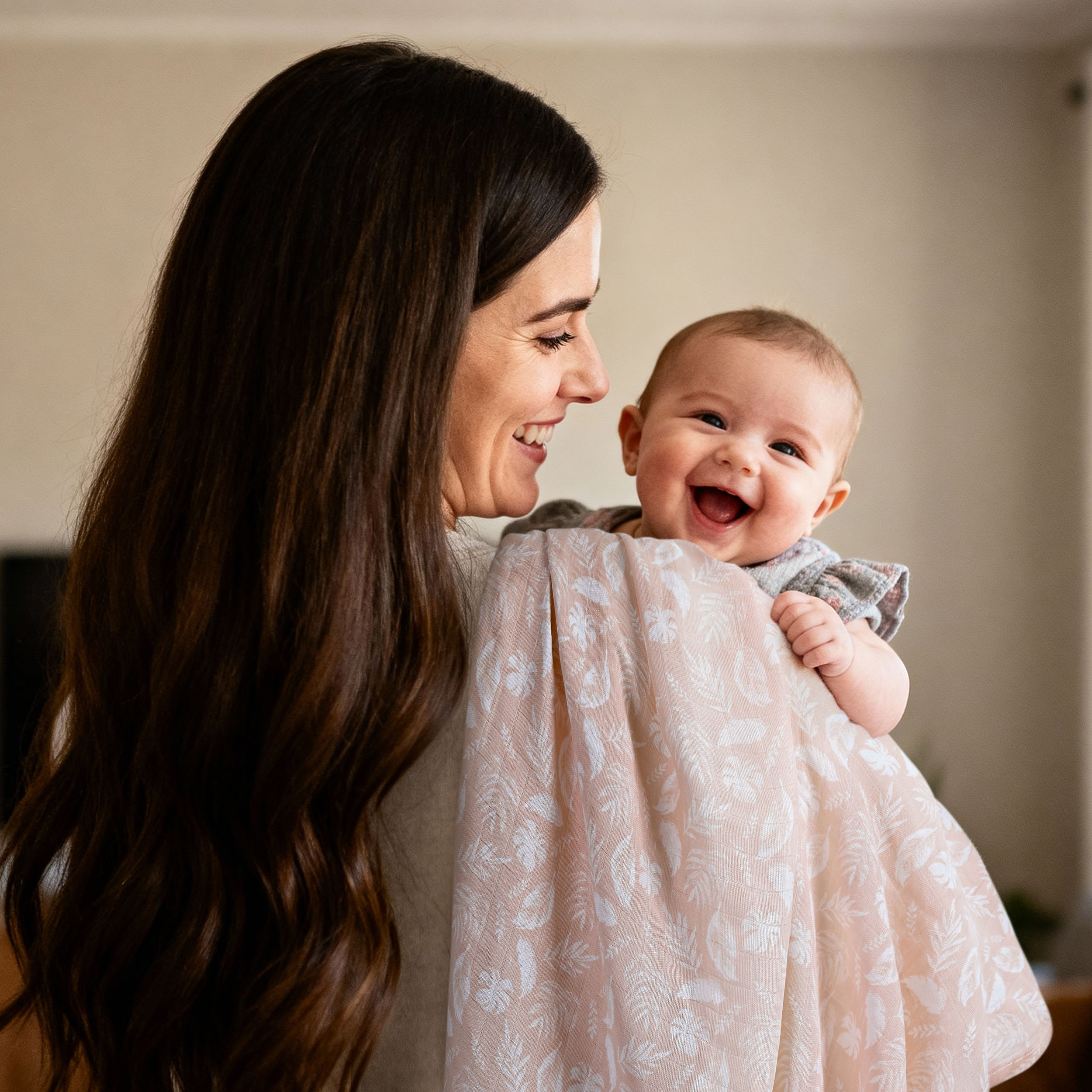 Muslin Swaddle Blankets 4-Pack | 35"x40" | Flamingo Garden