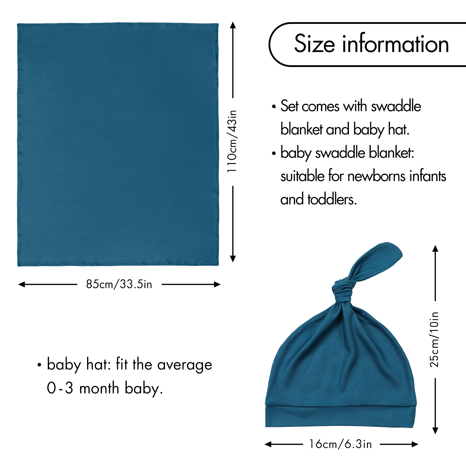 Indigo | Baby Swaddle and Hat Set | 33.5*43inch