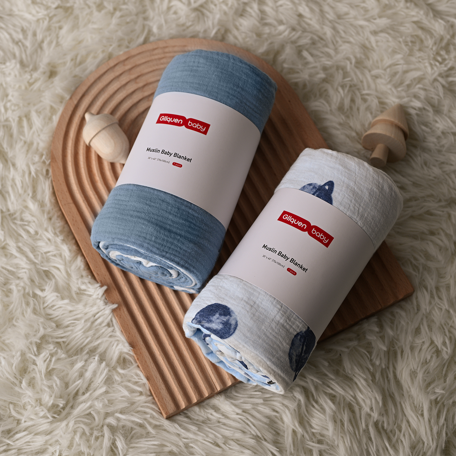 Space | Muslin and Fleece Plush Dot Blanket | 30''*40''