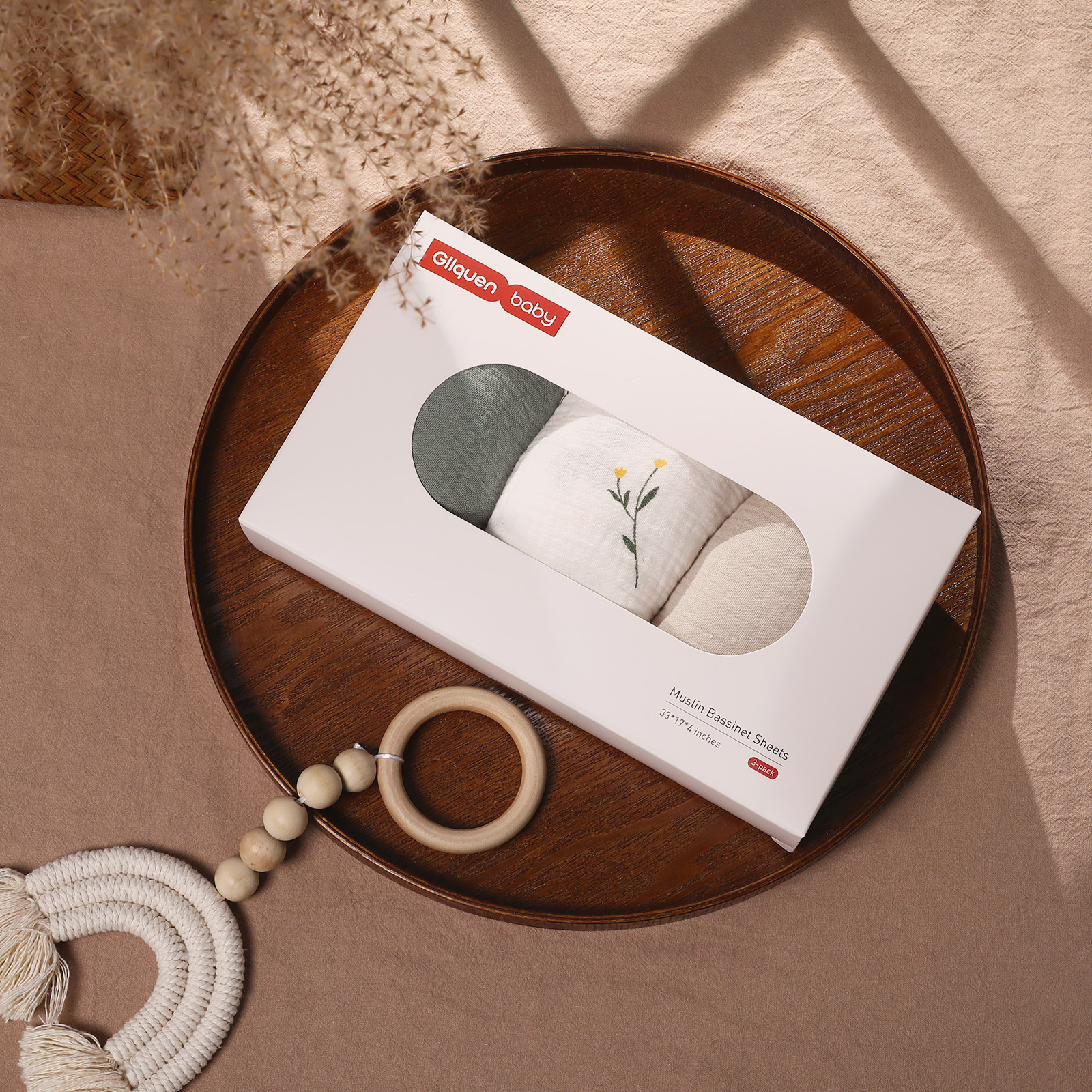 Leafy Green  | Bassinet Sheets 3-Pack | 33''*17''