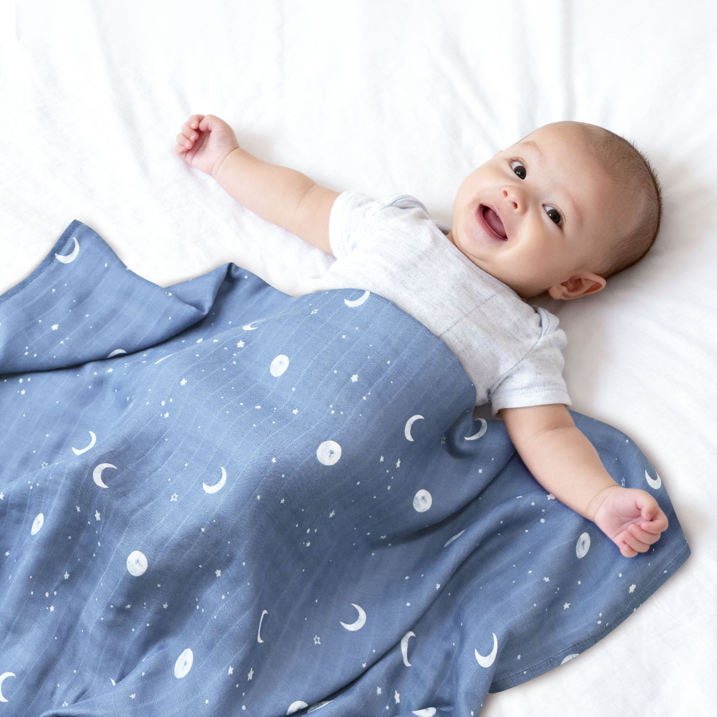 Muslin Swaddle Blankets 4-Pack | 35"x40" | Star