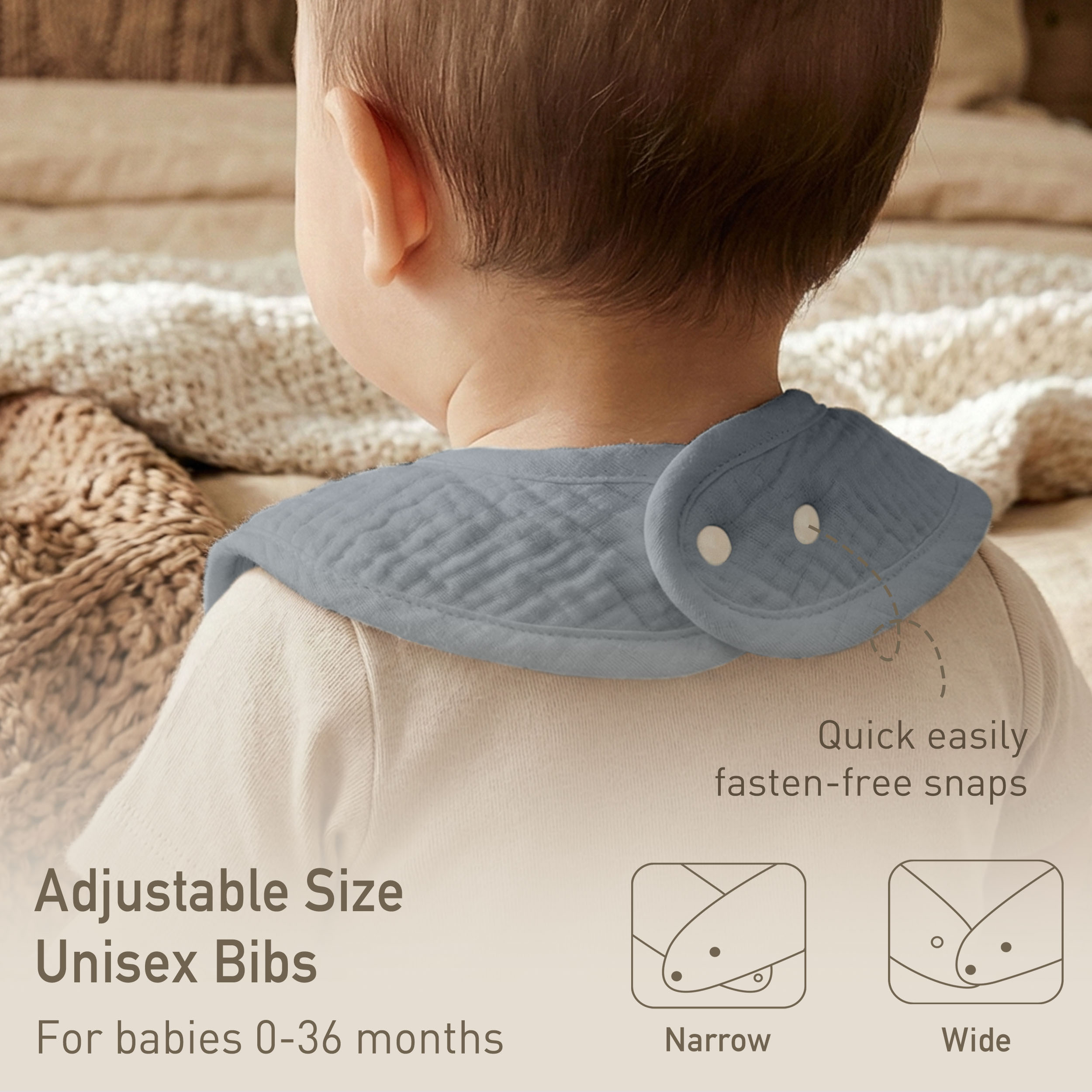 Cozy Rainbow Bib | baby muslin bibs 8 pack | 0-36 months