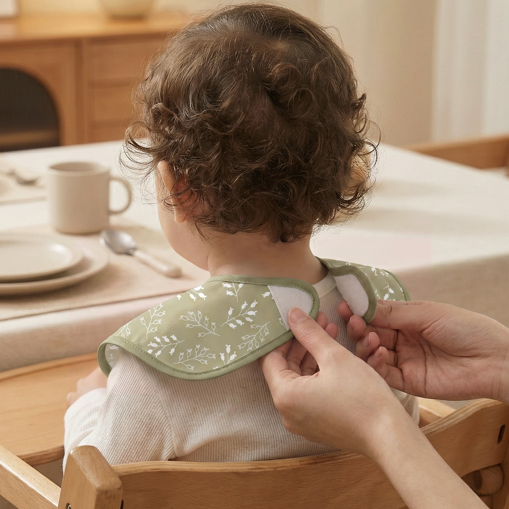 Sage Flora Whisper | Gllquen baby Waterproof Bibs 3 Pack | 3-24 Months