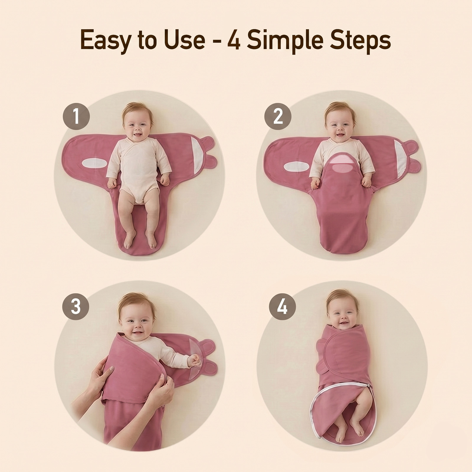 Rosy Dusk Radiance | Zipper Swaddle Wrap 3 Pack | 0-3 Months
