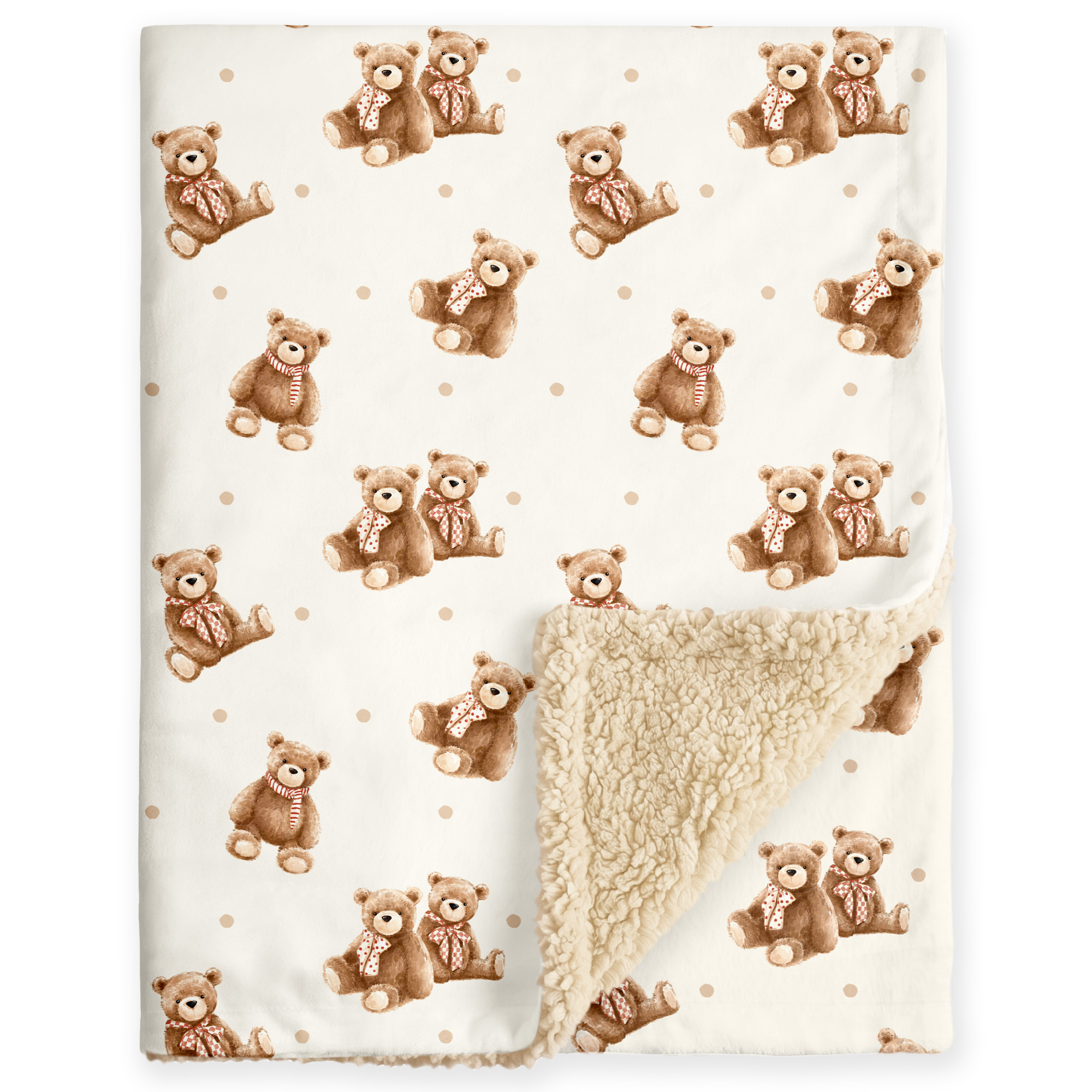Creamy Ribbon Teddy | plush baby blanket | 30''*36''