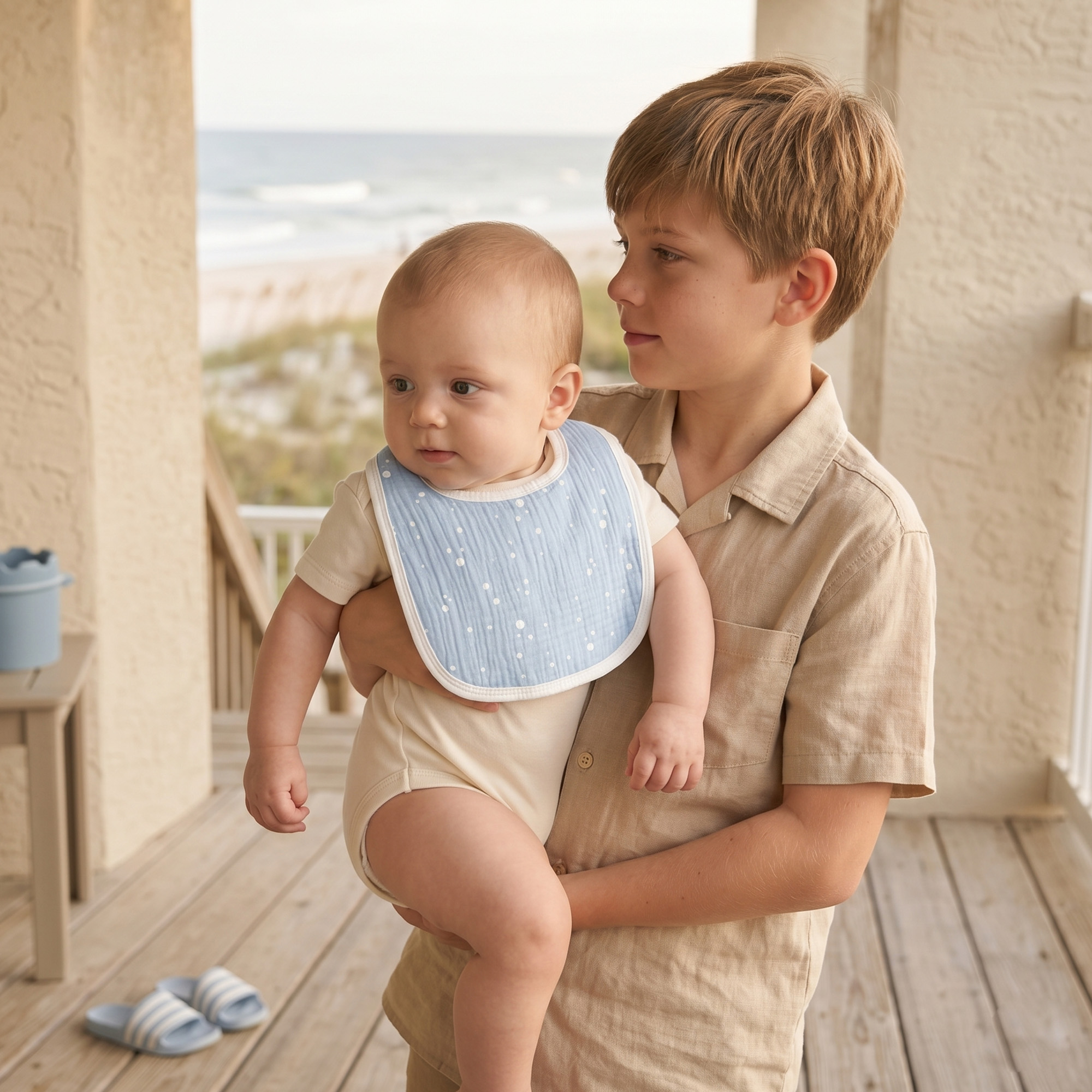 Ocean Whale Chart | Baby Muslin Bibs 6 Pack | 0-36 Months