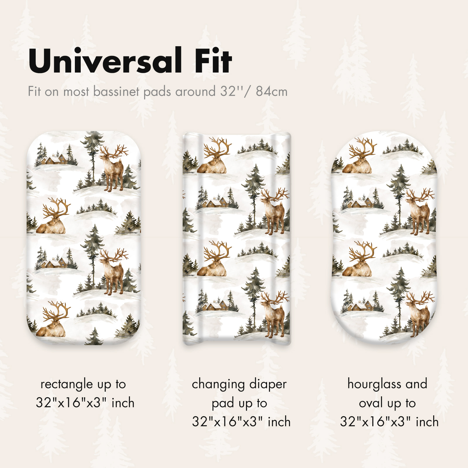 Christmas Elk | Soft Microfiber Fitted Change Pad Cover & Bassinet Sheets 4 Pack | 16''*32''