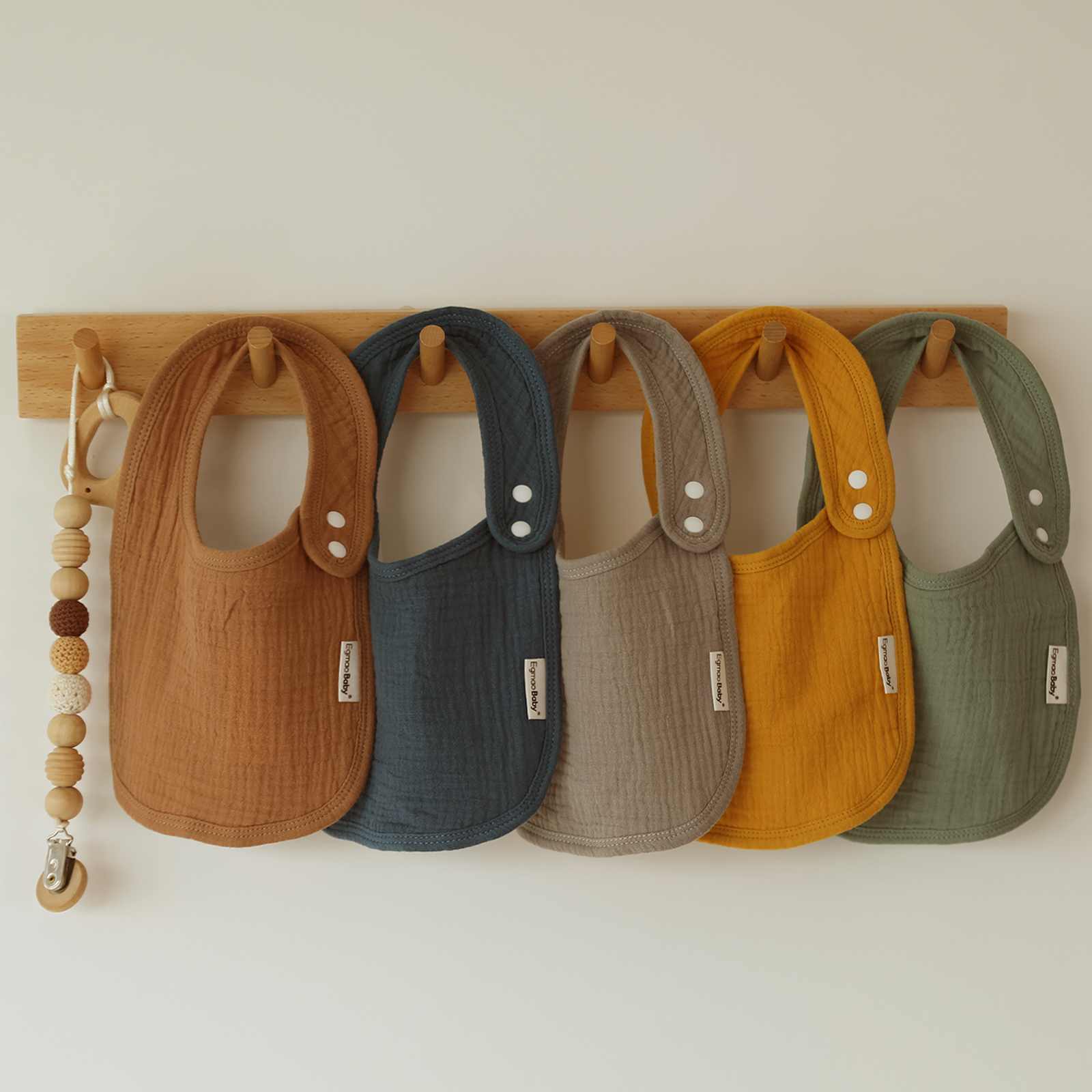 Natural | baby muslin bibs 5 pack | 0-36 months