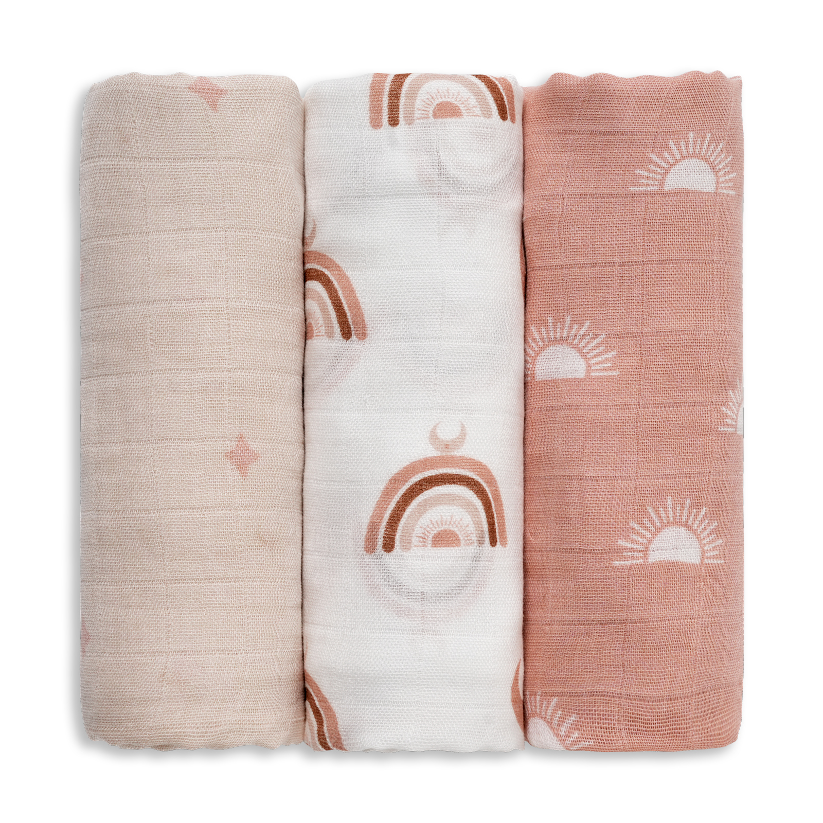 Muslin Swaddle Blankets 6-Pack, 28 X 28" - Moon & Stars