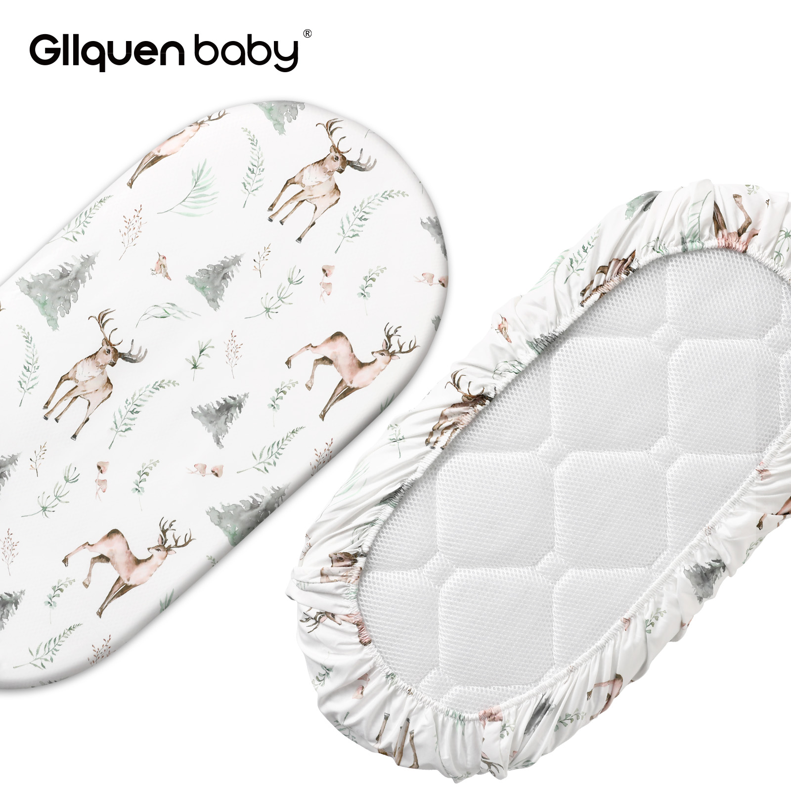 Reindeer | Soft Microfiber Fitted Change Pad Cover & Bassinet Sheets 2 Pack | 16*32''