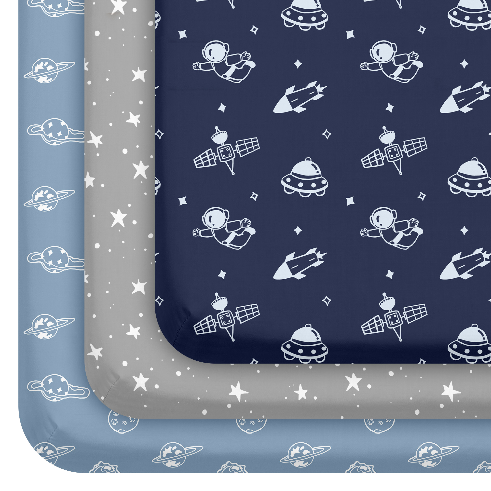 Midnight Space Adventure | Soft Microfiber Baby Crib Sheets 3 Pack