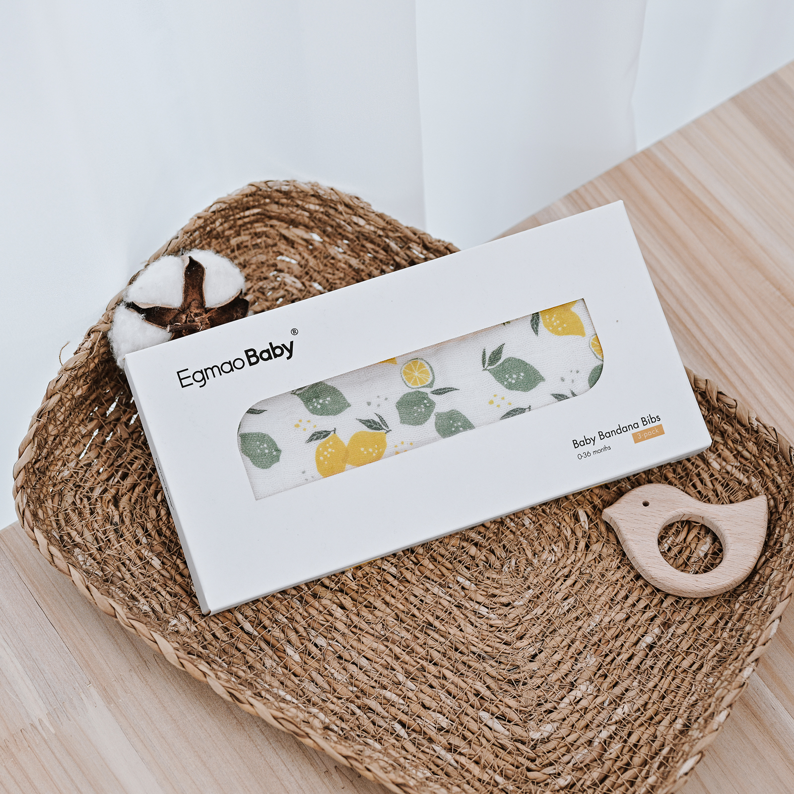 Lemon | Organic Cotton Muslin Bandana Bibs 3 Pack