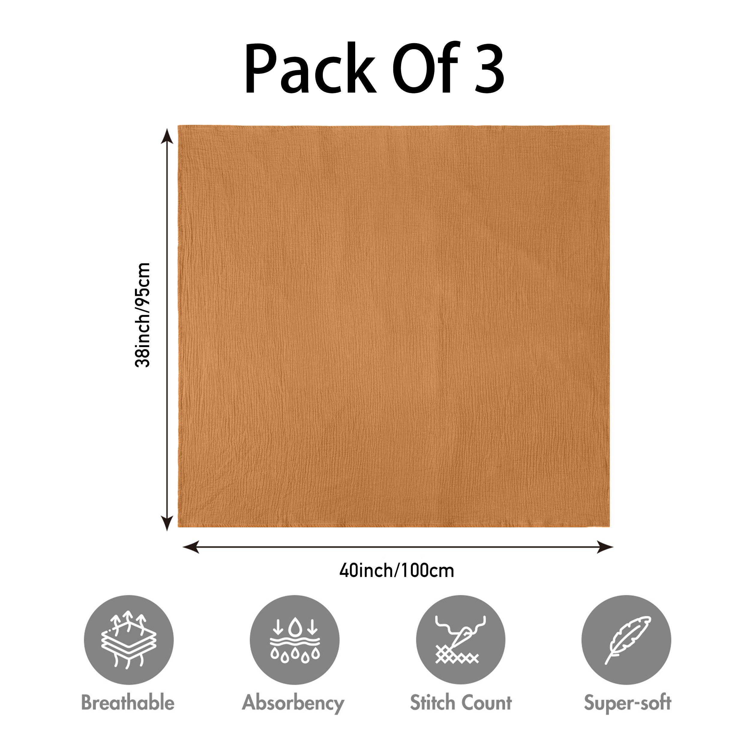 Muslin Swaddle Blankets 3-Pack | 38"x40" | Pastoral Whispers