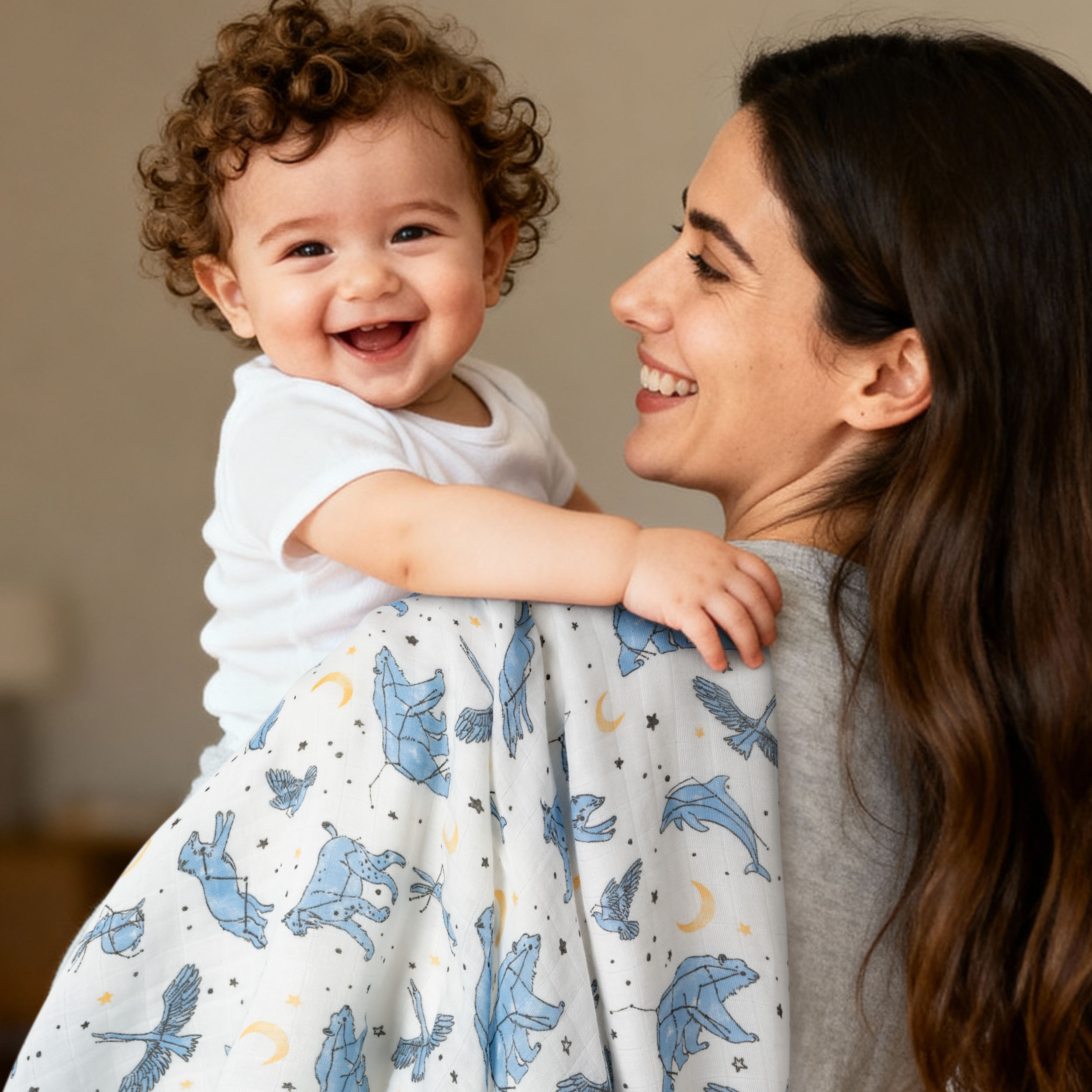 Muslin Swaddle Blankets 4-Pack | 35"x40" | Star