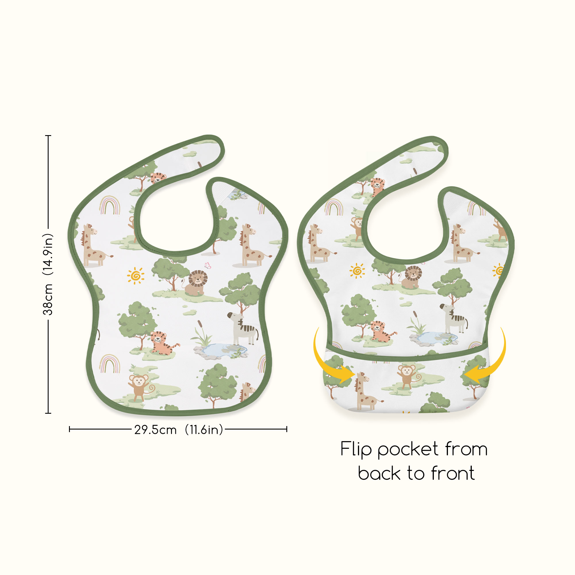 Green Woodland Adventure | Gllquen baby Waterproof Bibs 3 Pack | 3-24 Months