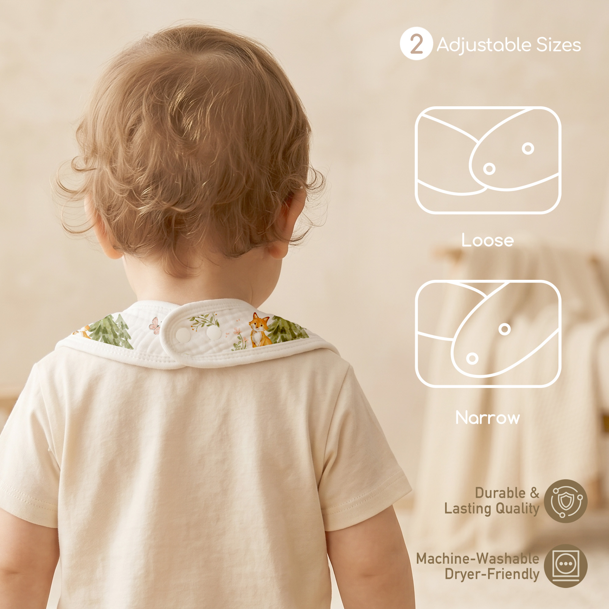 Green Forest Fox | Baby Muslin Bibs 6 Pack | 0-36 Months