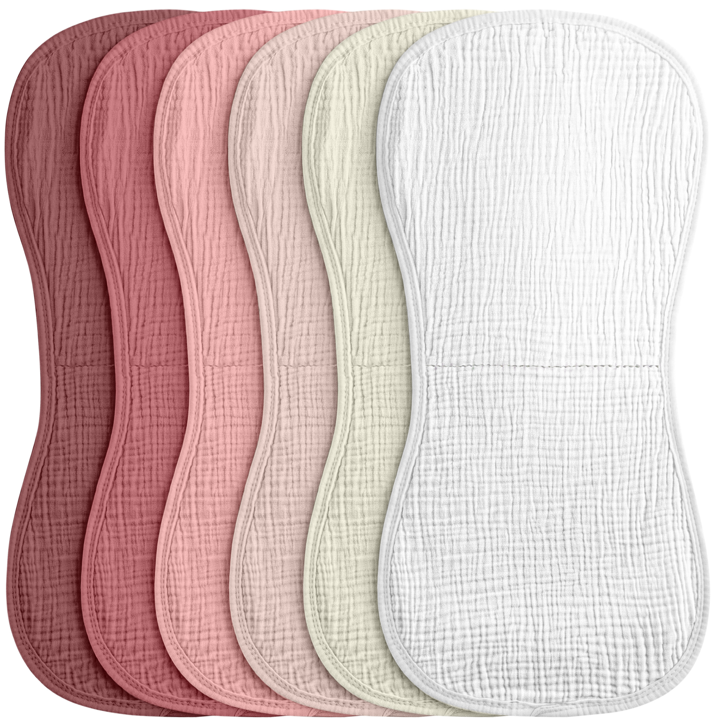 Organic Muslin Cotton Burp Cloths 6 Pack -  Warm Blush Solid