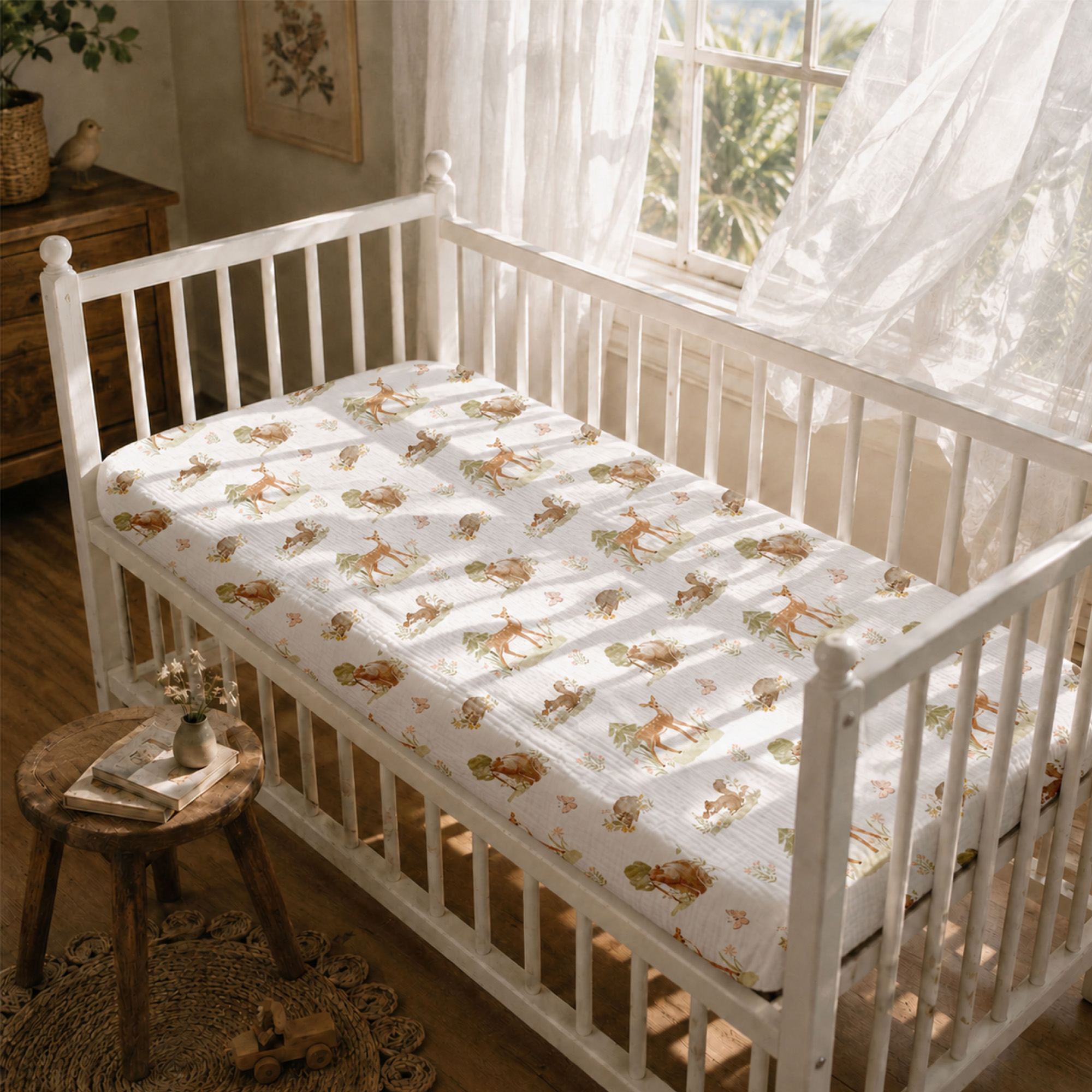 Blue Dino Grove | Muslin Crib Sheets 2-Pack | 52''*28''