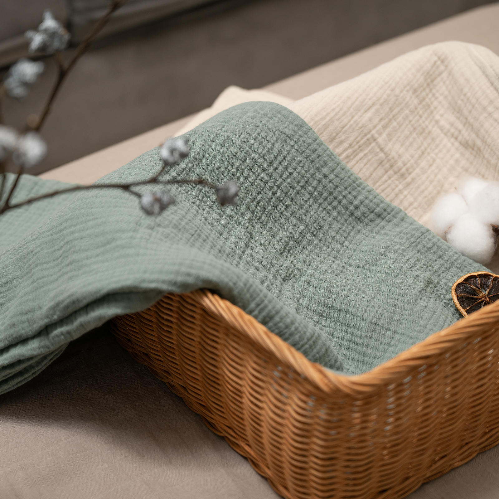 Muslin Swaddle Blankets 4-Pack, 38"x40" - Lakes